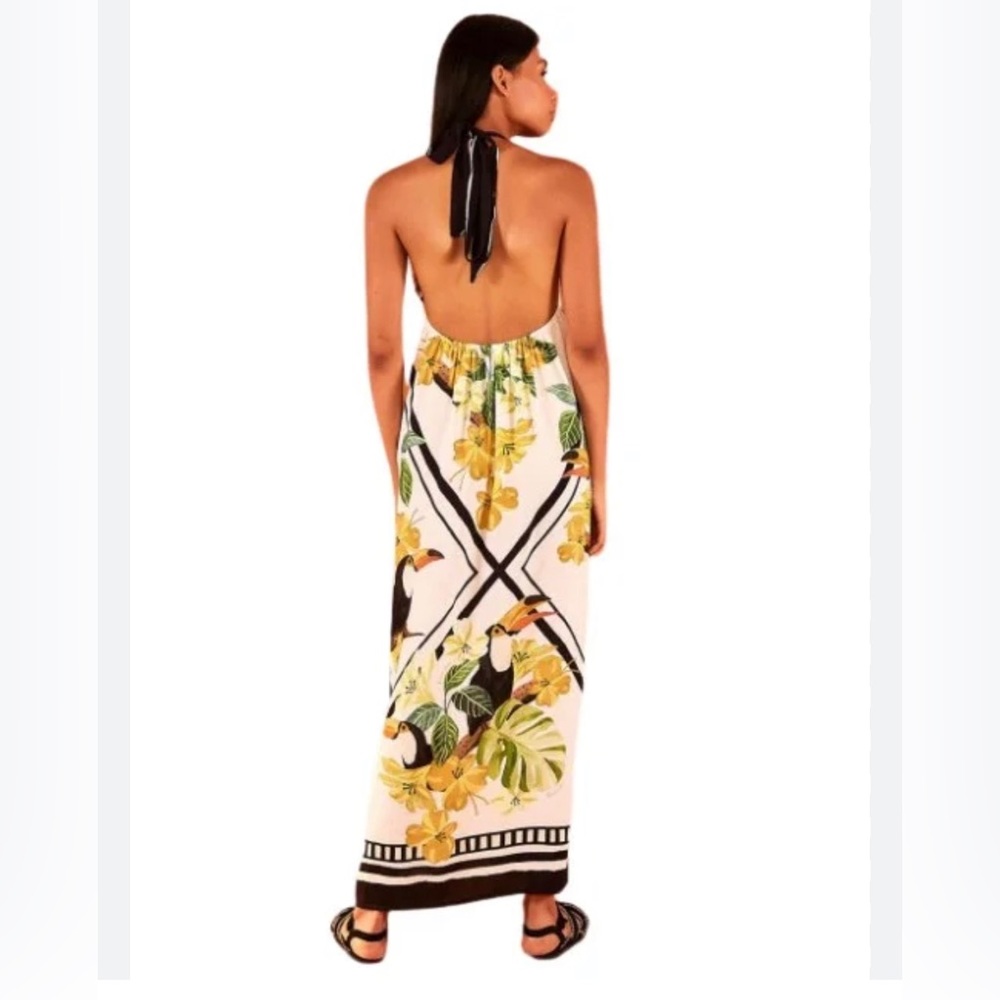FARM Rio White Tropical Toucan Halter Maxi Dress - Picture 2 of 8